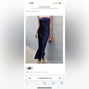 Splash - satin navy strapless maxi dress